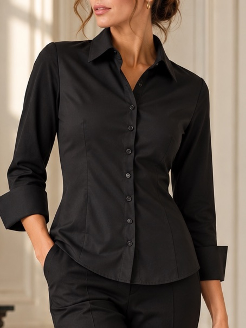 Anne Fontaine Connie Shirt T Blouse $295. Black Excellent France  44 / 12